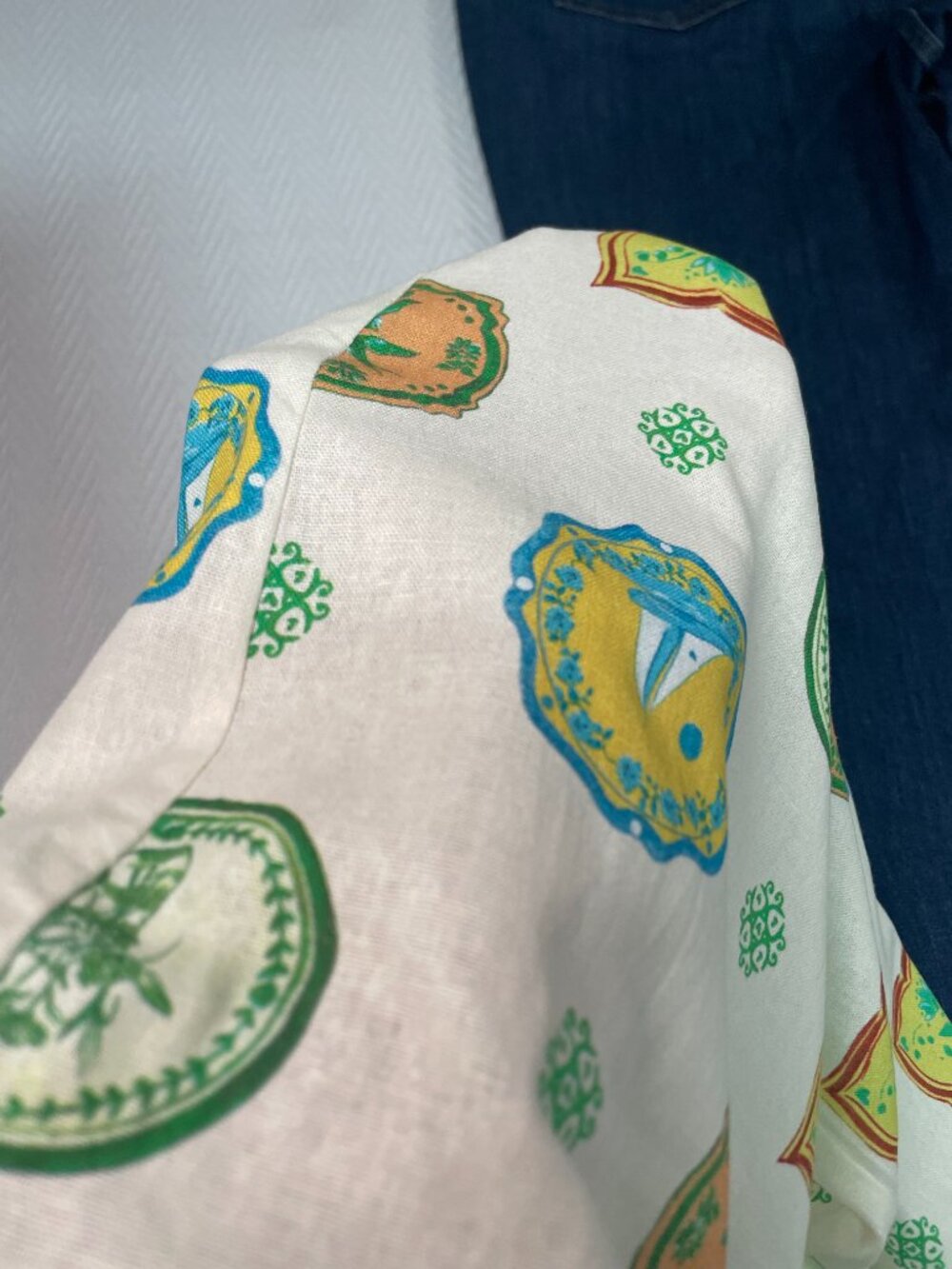 Maison d’Amelie Linen Blend Wide Leg Pants Print Pockets Medium - Picture 11 of 11